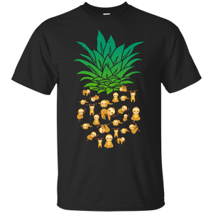 Funny Sloth Pineapple Shape Black T-Shirt Men