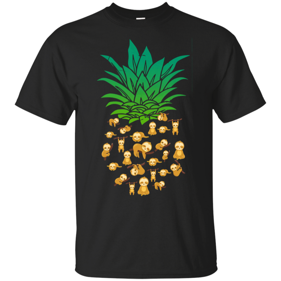 Funny Sloth Pineapple Shape Black T-Shirt Men