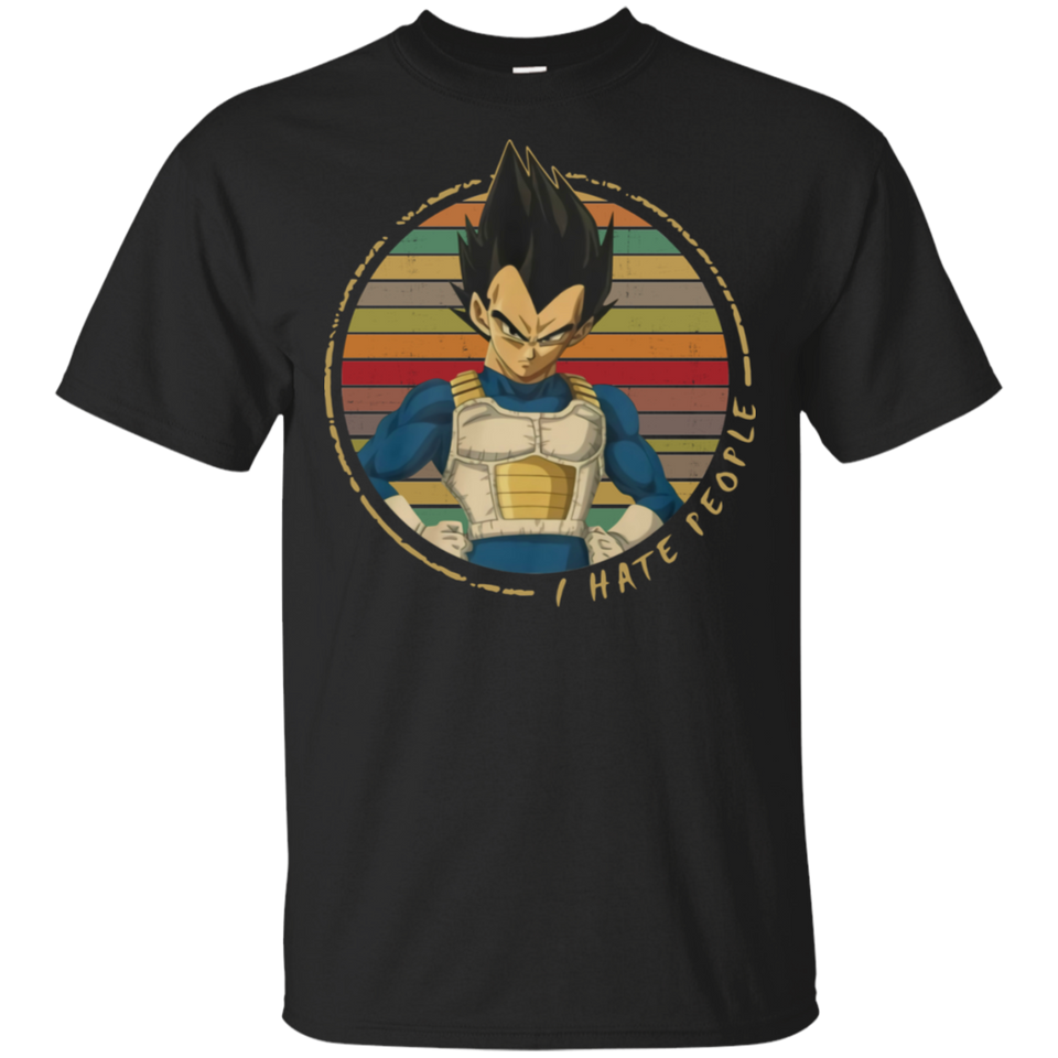 Vegeta I Hate People Vintage Black T-Shirt Men