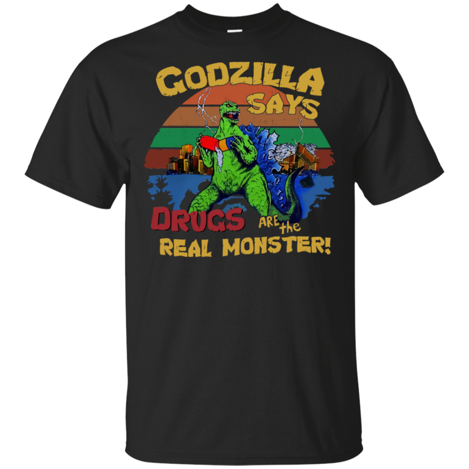 Godzilla Says Drugs Are The Real Monster Black T-Shirt Men