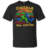 Godzilla Says Drugs Are The Real Monster Black T-Shirt Men