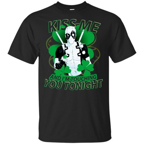 Deadpool Irish Kiss Me And I_m Touching You Black T-Shirt Men