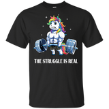 Unicorn WeightLifting Struggle Is Real Black T-Shirt Men